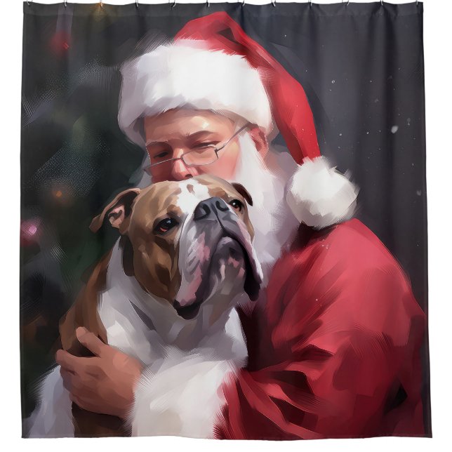 Rideaux De Douche Pitbull avec Noël Festif du Père Noël (Devant)