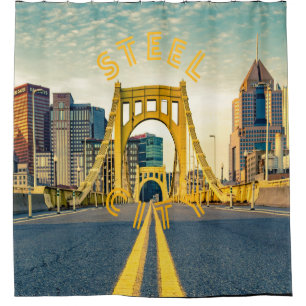 Rideaux De Douche Pittsburgh Steel City Skyline Bridge Pennsylvanie