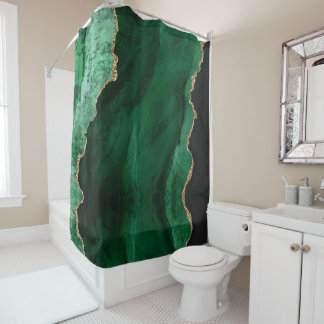 Rideaux De Douche PixDezines AGATE ÉMERAUDE ajoutez votre monogramme