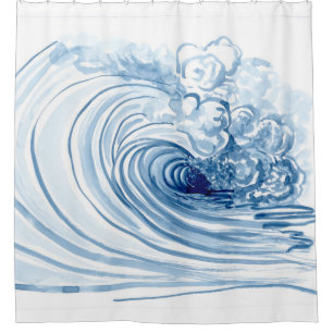 Rideaux De Douche Plage contemporaine moderne de vague bleue