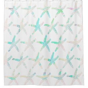 Rideaux De Douche Plage côtière de Starfish Multicolor Motifs Turq
