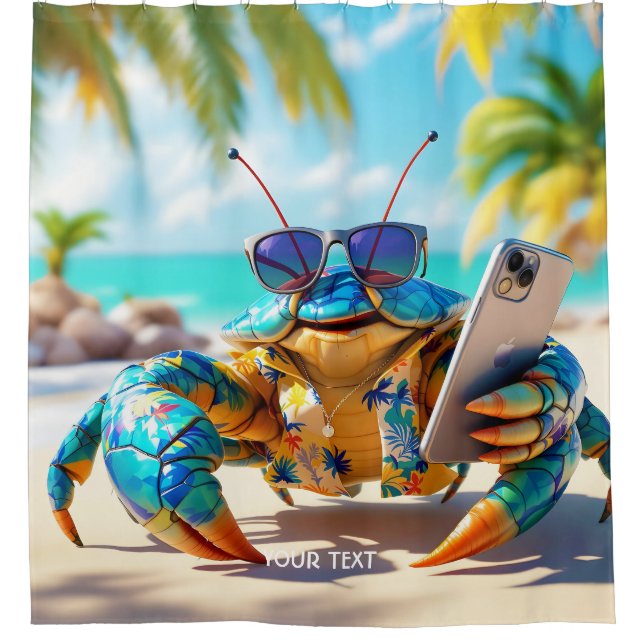 Rideaux De Douche Plage de crabe de coquille mignonne Imaginaire (Devant)