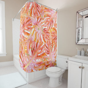 Rideaux De Douche Plage de Motif de feuille Tropical Rose Gold Parti