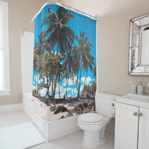 Rideaux De Douche Plage de palmiers tropicaux