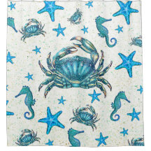 Plage moderne Crabe Bleu Starfish Horloge