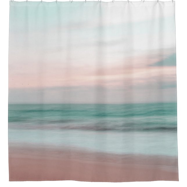 Rideaux De Douche Plage tropicale coucher de soleil Photo Vagues de  (Devant)