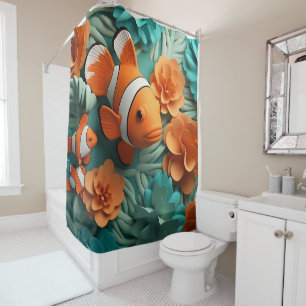 Rideaux De Douche Plage tropicale de poissons clowns