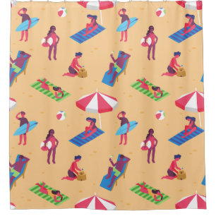 Rideaux De Douche plage vacances d'été surf soleil plage