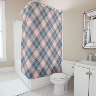 Rideaux De Douche Plaid gris rose classique En vichy Motif tatan