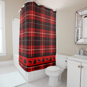 Rideaux De Douche Plaid rouge orignal cabine