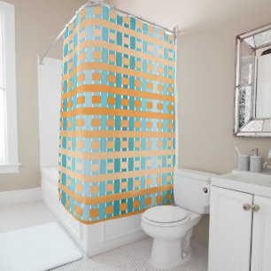 Rideaux De Douche Plaid Turquoise orange
