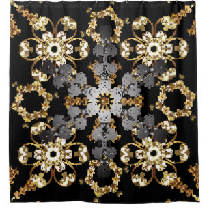 Rideaux De Douche Plan d'or : Décor Floral Est
