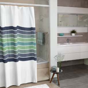 Rideaux De Douche Planche de surf bleu et vert rétro