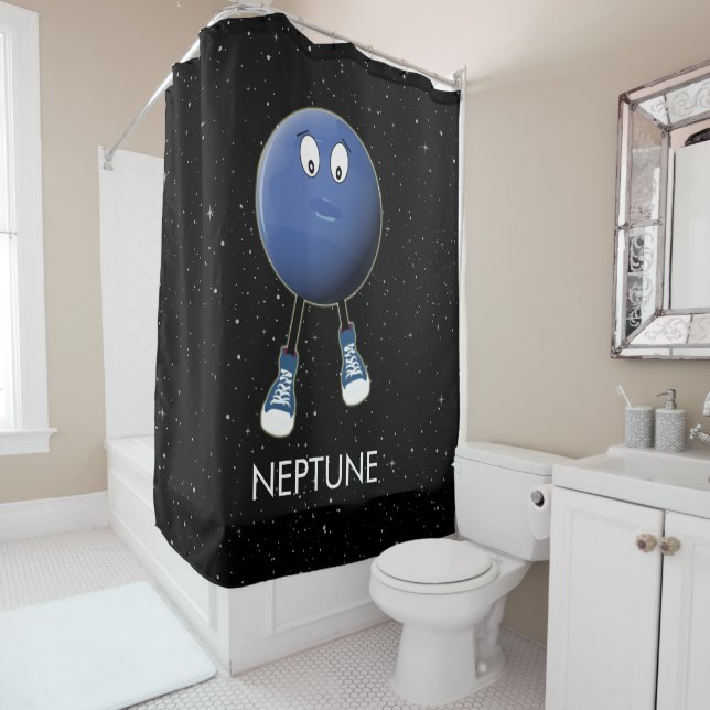 Rideaux De Douche Planète Neptune & Stars (En situation)