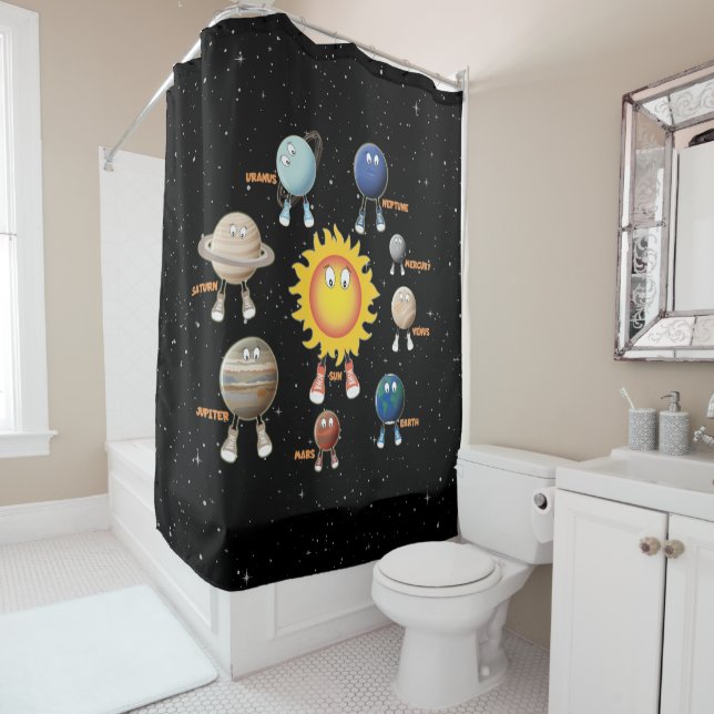 Rideaux De Douche Planètes et système solaire (En situation)