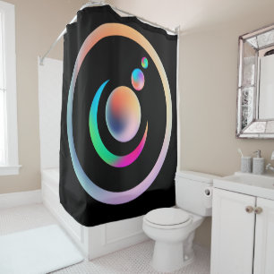 Rideaux De Douche Planètes métalliques colorées et arc-en-ciel Lune