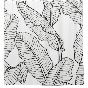 Rideaux De Douche Plantes tropicaux, fleurs, croquis de jungle.