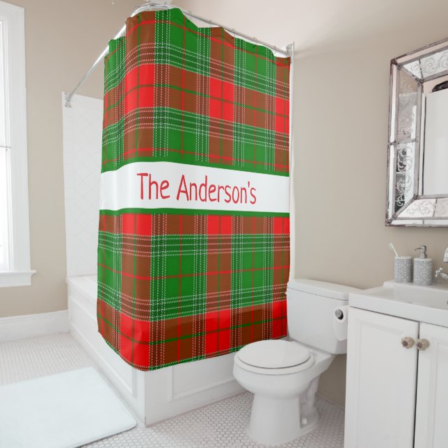 Rideaux De Douche Plaqué tatan rouge et vert personnalisé (En situation)