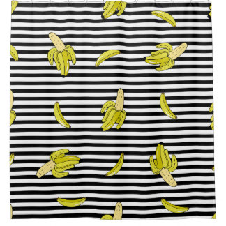 Rideaux De Douche Plaques de banane de dessin animé : style rétro.