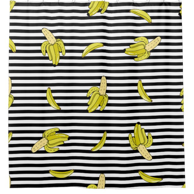 Rideaux De Douche Plaques de banane de dessin animé : style rétro. (Devant)