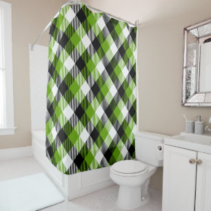 Rideaux De Douche Plaques Tartan simples Vert néon