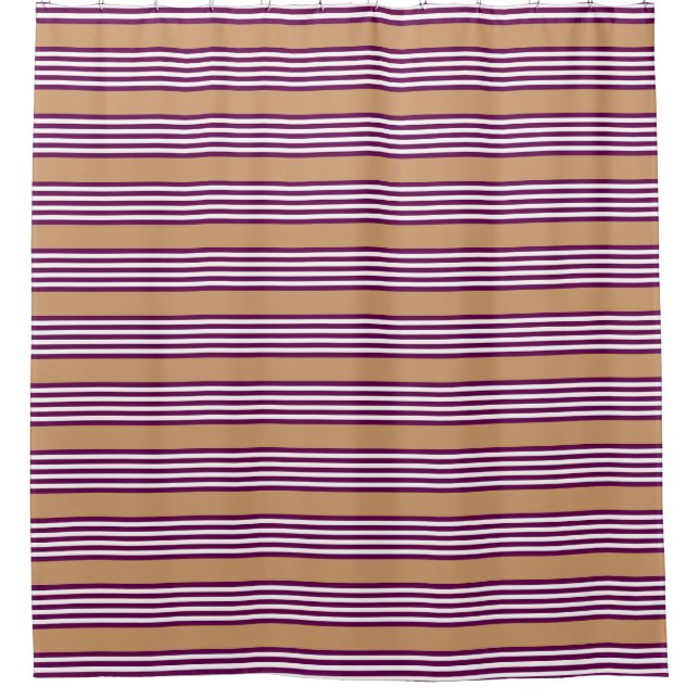 Rideaux De Douche Plum et blanc cinq bandes motif avec bronzage (Devant)