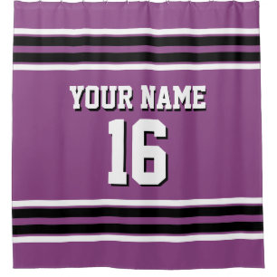 Rideaux De Douche Plum violet noir blanc rayures sport Jersey