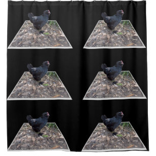 Rideaux De Douche "Plumes de minuit : un poulet noir dans l'art popu