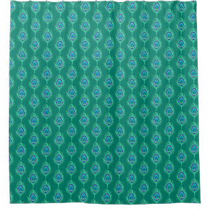 Rideaux De Douche Plumes de paon, Aqua sur Turquoise / Peacock