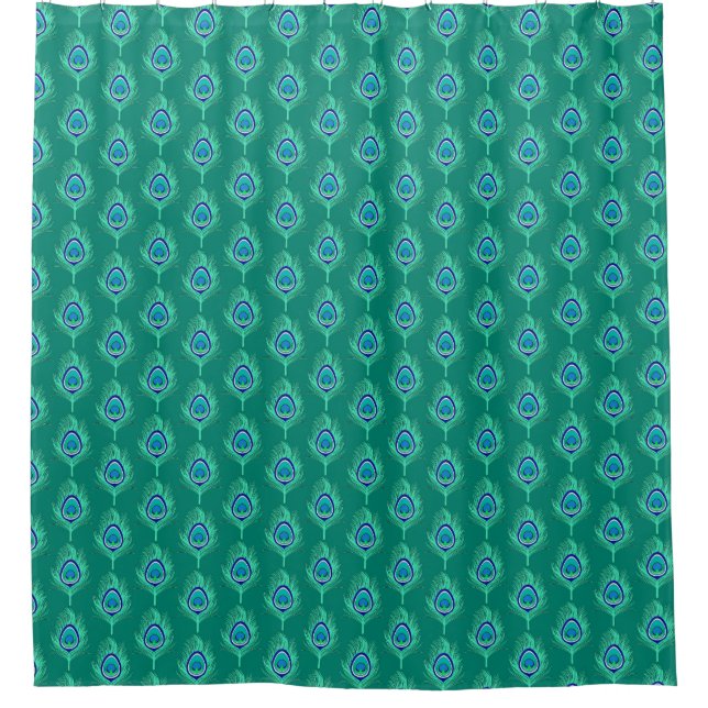 Rideaux De Douche Plumes de paon, Aqua sur Turquoise / Peacock (Devant)