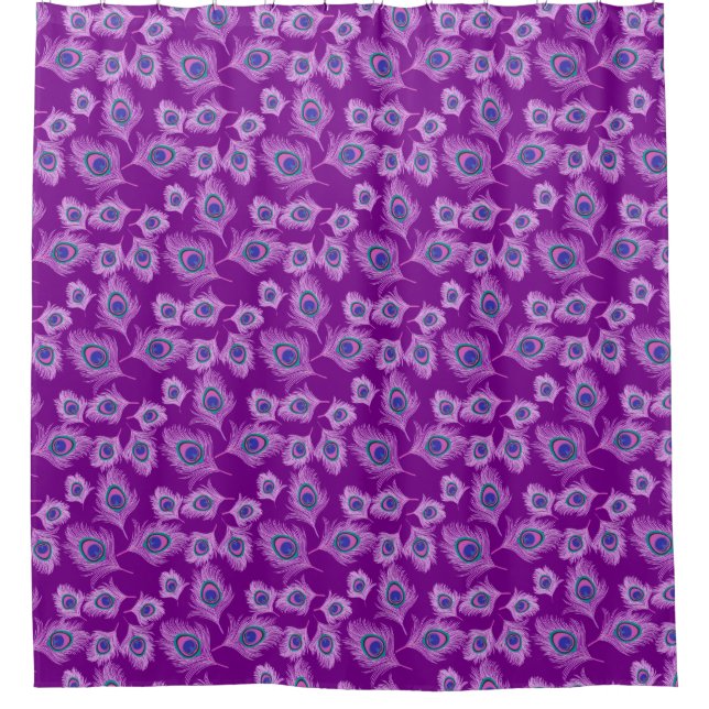 Rideaux De Douche Plumes d'orchidée Peacock sur Amethyst violet (Devant)