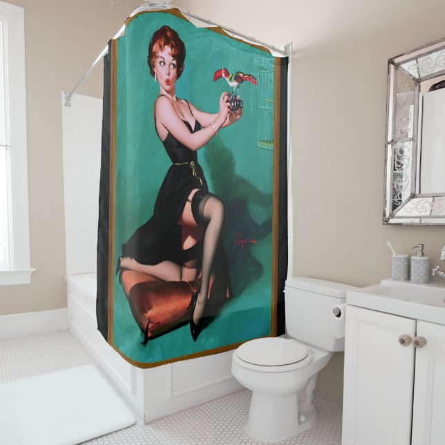 Rideaux De Douche Plumes rouillées par Gil Elvgren (En situation)