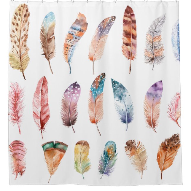 Rideaux De Douche Plumes vibrantes de saumons d'eau : illustration d (Devant)