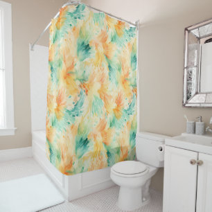 Rideaux De Douche Plutôt Tropical Turquoise Orange Cream
