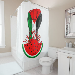 Rideaux De Douche Poing de résistance palestinienne sur le symbole d
