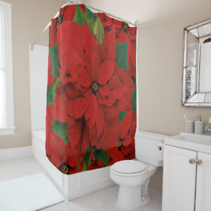 Rideaux De Douche Poinsettia Rouge Festif