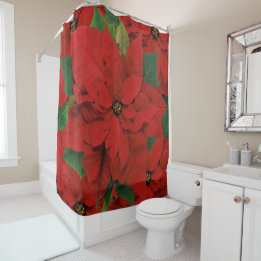 Rideaux De Douche Poinsettia rouge festive