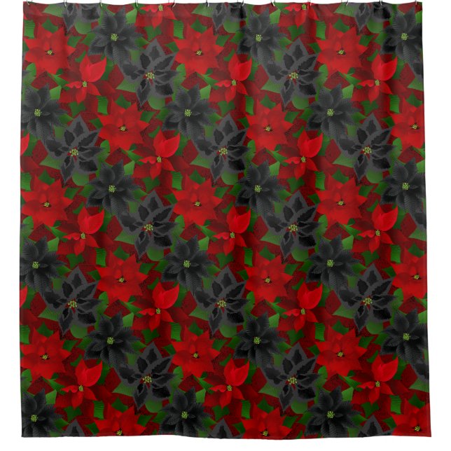 Rideaux De Douche Poinsettias Goth Noël (Devant)