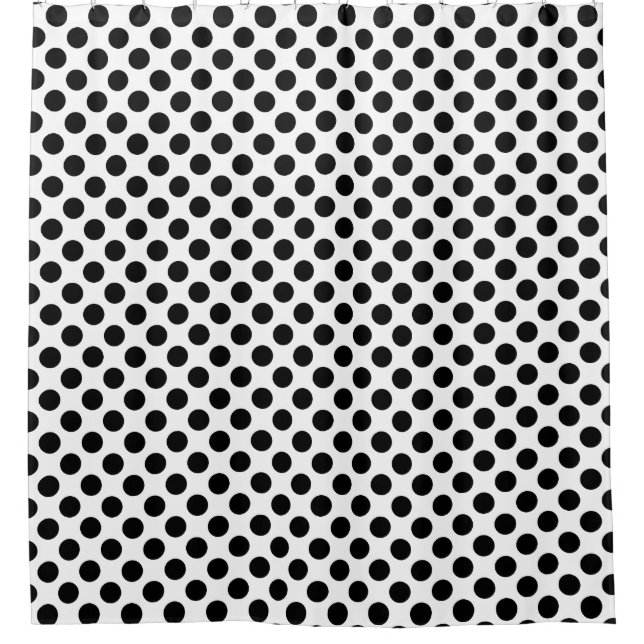 Rideaux De Douche Point de polka noir et blanc (Devant)