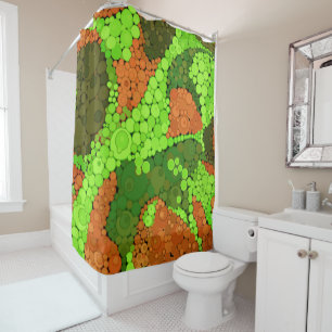 Rideaux De Douche pointillisme sans couture cercles peints à la main