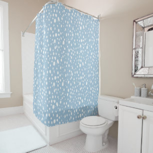 Rideaux De Douche Points Abstraits Bleu Ciel et Blanc