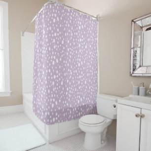 Rideaux De Douche Points Abstraits Lilac violet et blanc