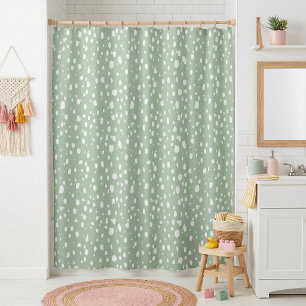 Rideaux De Douche Points abstraits verts et blancs