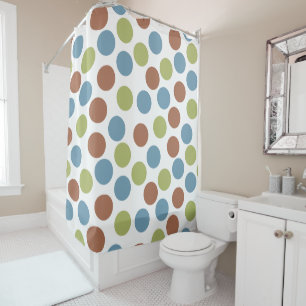Rideaux De Douche Points bleus, verts et Brown