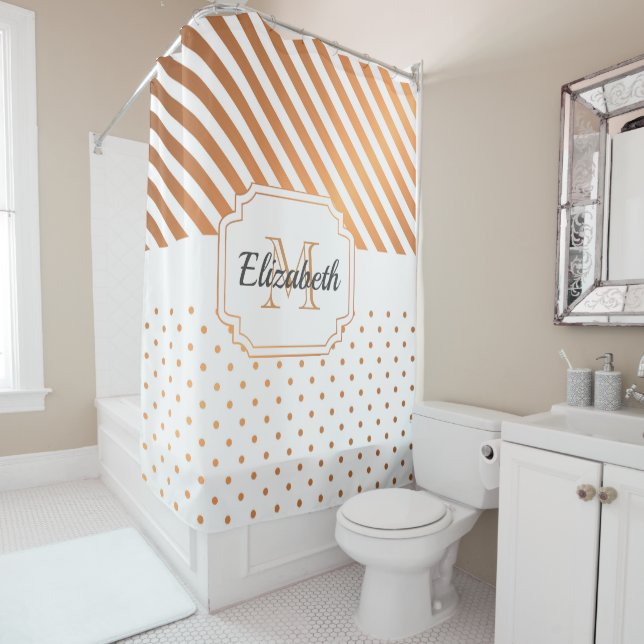 Rideaux De Douche Points et bandes (En situation)