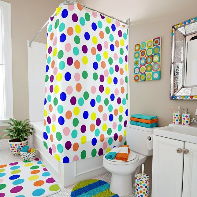 Rideaux De Douche Points multicolores (Créateur téléchargé)