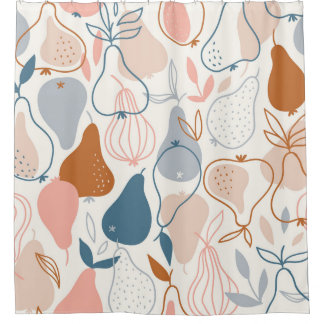 Rideaux De Douche Poire scandinave Imprimer : Motif de fruits Vintag