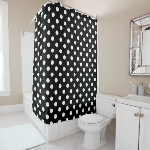 Rideaux De Douche Pois blanc moderne sur le noir