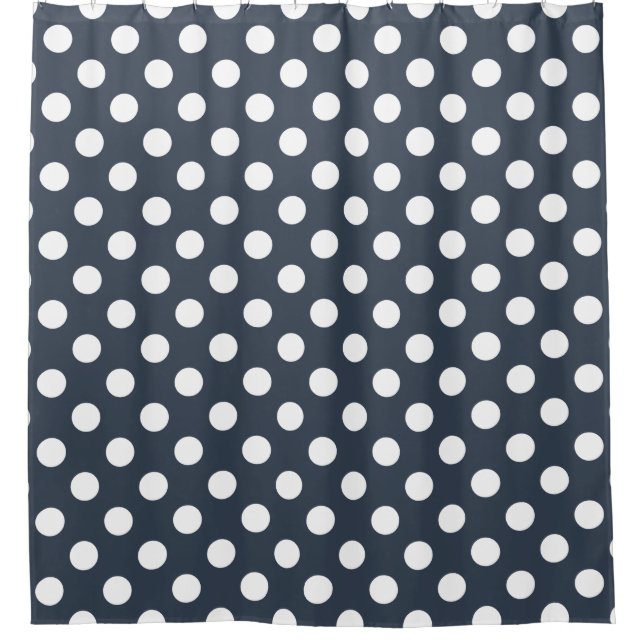 Rideaux De Douche Pois blancs sur gris bleu (Devant)