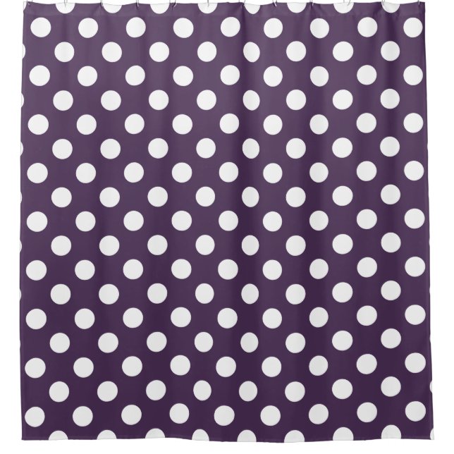 Rideaux De Douche Pois blancs sur prune violette (Devant)